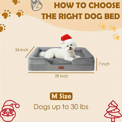 Canapé-lit pour chien extra large, 100 % mousse de soutien, traversin sur 4 côtés, housse amovible et lavable, fond antidérapant, soutien articulaire, lit pour animal de compagnie doux et chaud, gris, M L XL XXL, toutes races