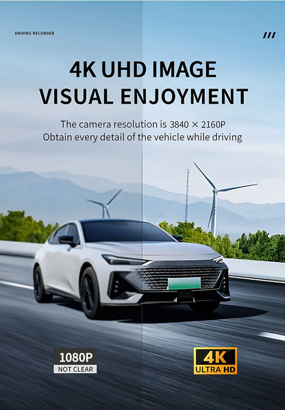 Dashcam 3 canaux 4K avant + 4K intérieur + 1080P arrière avec carte 32 Go offerte, vision nocturne, capteur G, grand angle, enregistrement en temps réel et moniteur de stationnement – Velora