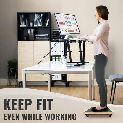 Plateforme d'équilibre pour adultes -  Planche oscillante en bois antidérapante pour le renforcement musculaire, la kinésithérapie, le bureau debout et l'entraînement à l'équilibre, supporte jusqu'à 158 kg