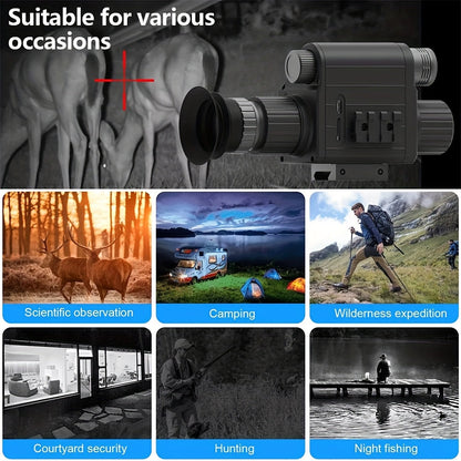 Monoculaire de vision nocturne numérique, zoom 5x, portée 300 m – Infrarouge 940 nm, objectif 50 mm, photo et vidéo HD 1080P, lunette en alliage d'aluminium avec 2 batteries rechargeables pour la chasse, la pêche, le camping et l'observation de la faune