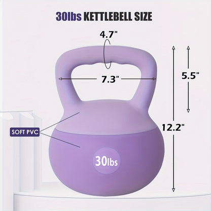 SOGES PVC Soft Kettlebell with Wide Non-Slip Handle – Iron Sand Filled Strength Training Kettlebell 10 to 30 lbs, Safe for Home Gym, Floor & Kids, Ideal for Women & Beginners, Swings Squats HIIT CrossFit