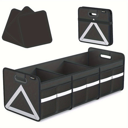Organisateur de coffre de voiture robuste et pliable avec rangement multi-poches et bande réfléchissante – Gain de place rétractable pour voiture, SUV et monospace – Fermeture éclair sécurisée – Velora