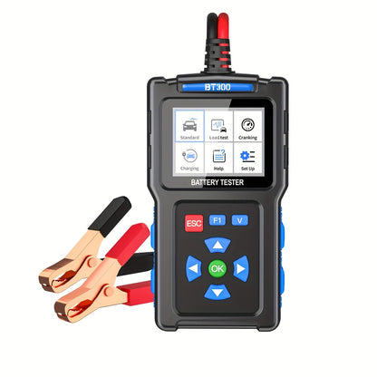 Testeur de charge de batterie de voiture 12V 24V BT300 - Analyseur numérique de batterie et d'alternateur automobile 20-2000 CCA, testeur de système de démarrage et de charge pour voitures, camions, motos, SUV, marine, AGM, gel et plomb-acide