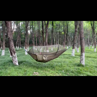 Hamac de camping double 3-en-1 avec moustiquaire et pare-soleil – Léger, portable et durable, idéal pour le camping, la randonnée, le trekking et les pique-niques dans les parcs, 7 coloris au choix