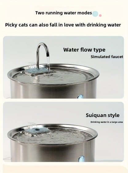 Fontaine à eau pour animaux en acier inoxydable 7 L (236 oz) – Distributeur d'eau automatique pour chats et chiens avec filtres de rechange, alimenté par USB et fenêtre de niveau d'eau – Modèle FT007