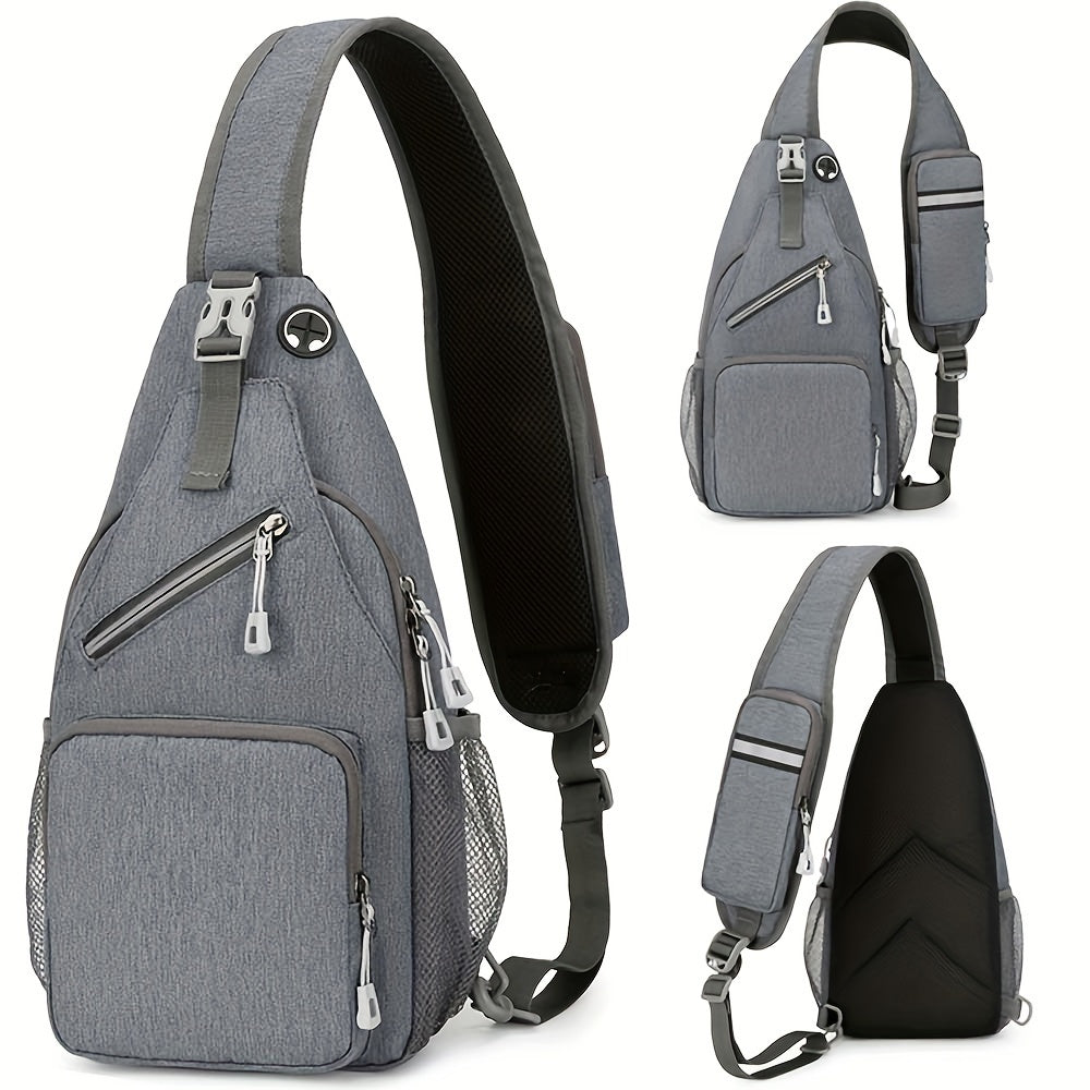Sac à bandoulière grande capacité pour hommes et femmes – Sac de voyage polyvalent style sport brodé avec fermeture éclair sécurisée, idéal pour les trajets quotidiens mains libres et les activités en plein air, plusieurs coloris disponibles