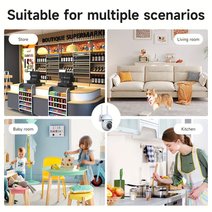 Lot de 2 caméras de sécurité WiFi 2K QHD PTZ panoramique 355° – Double bande 2,4 G/5 G, détection de mouvement par IA, vision nocturne couleur, audio bidirectionnel, stockage cloud et carte SD, babyphone, caméra de surveillance intérieure