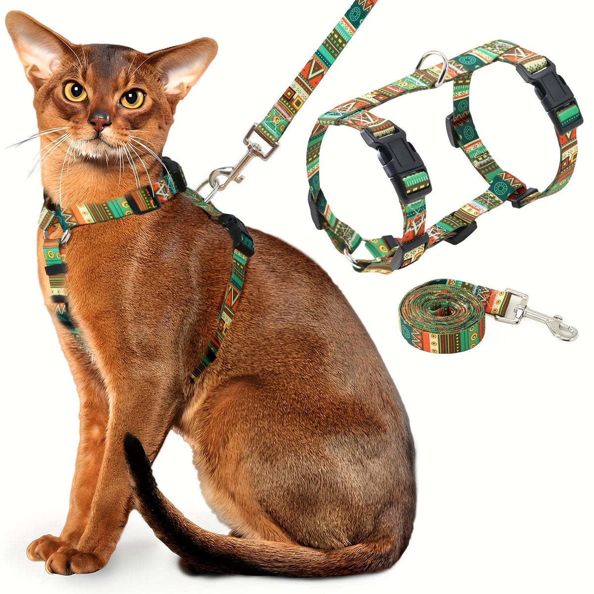 Ensemble harnais et laisse pour chat anti-fugue, harnais de poitrine réglable, doux et léger, confortable et sûr pour la promenade et le voyage, pour chats et chatons de petite, moyenne et grande taille