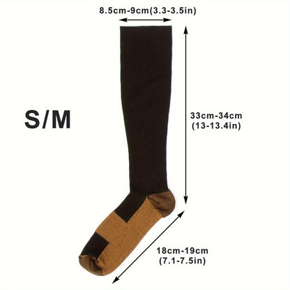 Lot de 5 paires de chaussettes de compression en cuivre pour femmes et hommes – Chaussettes de sport noires pour la course, la randonnée, le cyclisme et les voyages, tailles M-XL, bas de compression pour la circulation et le soulagement de la douleur