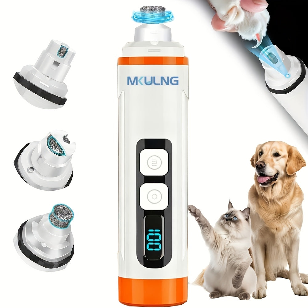 Coupe-griffes électrique silencieux pour animaux avec lumière LED – Kit de tondeuse rechargeable amélioré à 3 vitesses, entretien des pattes sans douleur pour chiens et chats de petite, moyenne et grande taille