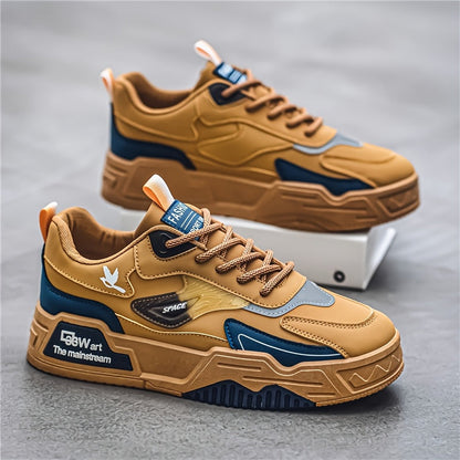 Baskets de skateboard à semelle épaisse pour homme, chaussures en toile tendance, basses, pour le sport, les loisirs et les voyages, kaki noir, pointures US 6,5-11,5
