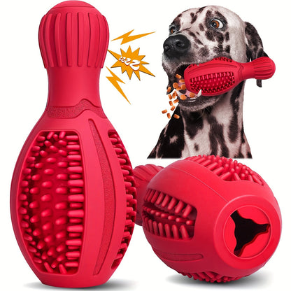 Jouet à mâcher interactif pour chien avec distributeur de nourriture et mangeoire lente – Jouet puzzle durable en caoutchouc pour le nettoyage des dents, jouet de dressage couineur pour chiens de petites, moyennes et grandes races