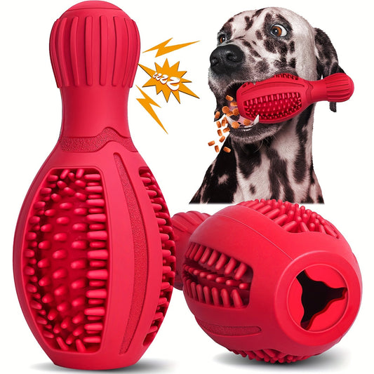 Jouet à mâcher interactif pour chien avec distributeur de nourriture et mangeoire lente – Jouet puzzle durable en caoutchouc pour le nettoyage des dents, jouet de dressage couineur pour chiens de petites, moyennes et grandes races