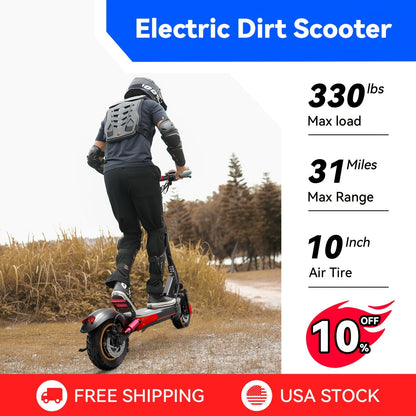 Electric Scooter for Adults 25 MPH 300 Lbs Capacity – 10 Inch Off-Road Foldable E-Scooter with 10AH/15AH Battery, 30-40 Miles Long Range, Heavy Duty Commuter & Trail Scooter for Men