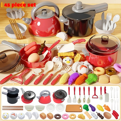 Mini cuisine jouet pour enfants – Ensemble d'imitation avec ustensiles et nourriture, jeu éducatif pour les 3 à 6 ans, cadeau idéal pour anniversaire, Halloween ou Noël pour filles et garçons