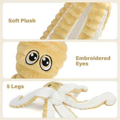 Jouet pour chien en peluche poulpe couineur – Jouet interactif à mâcher pour chiots et chiens, jouet animal doux pour le nettoyage des dents, idéal pour les races de petite, moyenne et grande taille, cadeau mignon, 5 couleurs