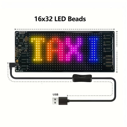 Panneau matrice LED flexible – Contrôlé par application Bluetooth, alimenté par USB, enseigne à texte et animation personnalisables pour voitures, magasins, hôtels, événements et décorations de fête – Tailles multiples