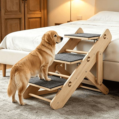 Foldable Pet Ramp Stairs for Dogs & Cats – Anti-Slip Adjustable Portable Dog Steps Ladder for Bed, Sofa & Car, Joint-Friendly Climbing Ramp for Small Medium Large Senior Pets