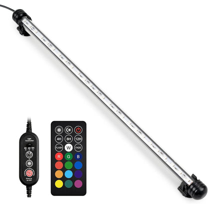 Éclairage LED submersible pour aquarium, lumière multicolore sous-marine pour aquarium, de 19 cm à 89 cm - Tailles multiples, 9 à 66 LED pour décoration d'aquarium d'eau douce et d'eau de mer