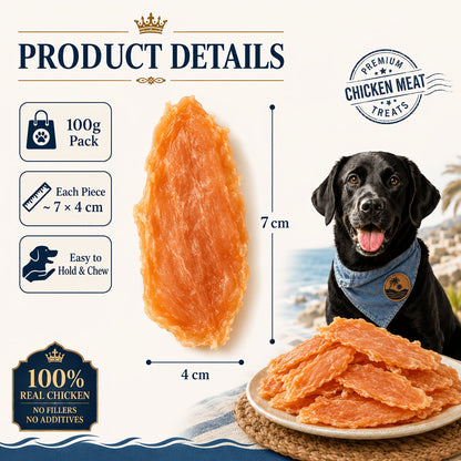 Friandises pour chiens au poulet séché - Vrai poulet séché pour chiens, riche en protéines et facile à digérer, collation saine et durable pour l'éducation des chiots et chiens adultes de toutes tailles.