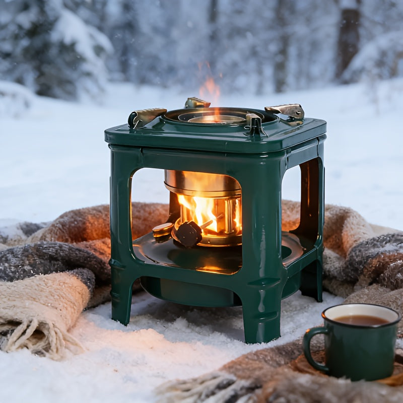 Réchaud de camping portable au kérosène avec brûleur intégré, radiateur et cuiseur à pétrole léger pour l'extérieur avec réglage de flamme pour le camping, les pique-niques et les barbecues
