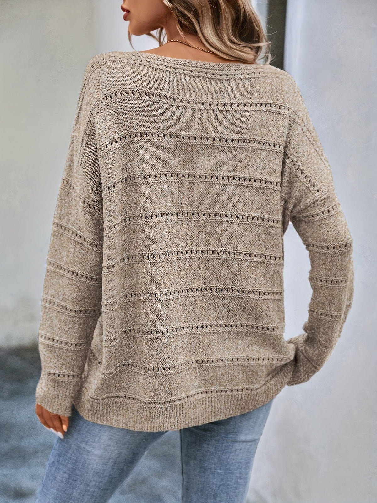 Pull femme épaules dénudées - Pull en maille ample à col bateau uni | Haut décontracté et confortable automne-hiver, pull oversize tendance pour femme