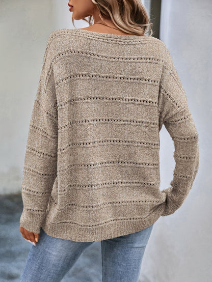 Pull femme épaules dénudées - Pull en maille ample à col bateau uni | Haut décontracté et confortable automne-hiver, pull oversize tendance pour femme
