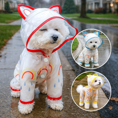 Imperméable pour petit chien - Combinaison de pluie mignonne à motif arc-en-ciel, veste de pluie toutes saisons avec fermeture à boutons-pression, manteau de pluie léger pour petites races, tenue de pluie amusante pour animal de compagnie