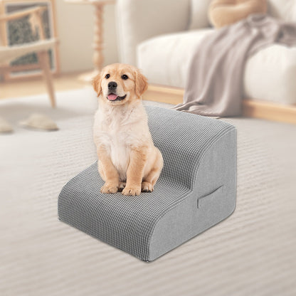 Escalier pour chien pour lit et canapé – Marches antidérapantes pour animaux 2/3/4 marches pour petits chiens et chats, housse amovible et lavable, rampe orthopédique pour chiens âgés, animaux blessés et soulagement des douleurs articulaires, 5 coloris