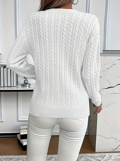 Pull-over pour femme à col rond – Haut en tricot doux de couleur unie pour tenue décontractée et habillée, essentiel de superposition toutes saisons, bleu ciel, tailles XS-XXL