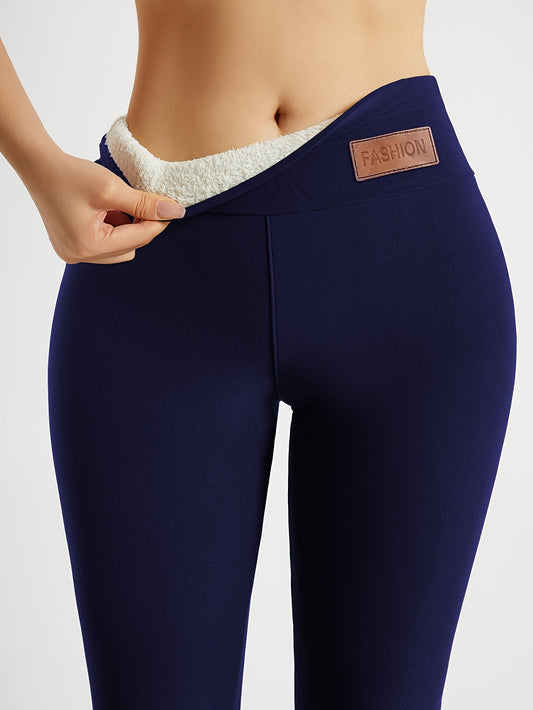 Legging doublé en polaire pour femme, taille haute, thermique et chaud, pantalon de yoga ajusté, collant de sport d'hiver, 2 couleurs, S-XXL
