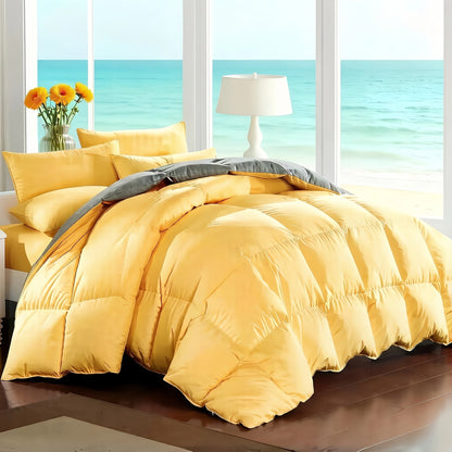 Ensemble de literie 7 pièces pour lit Queen/King – Parure de lit en microfibre douce à plis pincés, comprenant une couette, un drap-housse, un drap plat et 4 taies d'oreiller, ensemble de literie toutes saisons pour la maison et le dortoir