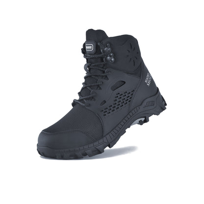 Steel Toe Boots for Men & Women – Waterproof Work Construction Safety Shoes with Anti-Piercing Kevlar Midsole, Non-Slip Rubber Sole, ASTM F2413-18 Compliant, Sizes US 4.5–13.5, Black