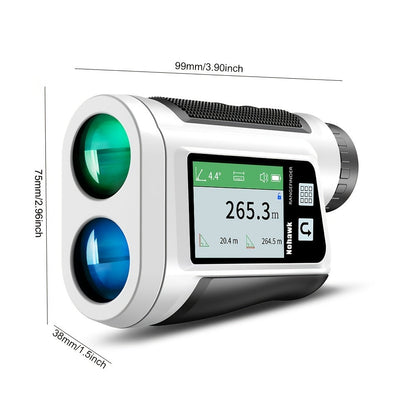 Télémètre laser Nohawk 1000 yards avec écran couleur latéral, rechargeable par USB, synthèse vocale en anglais, compensation de pente, alertes par vibration, 9 modes, unités M/Yard/Ft pour golf, chasse, disc golf, noir/blanc