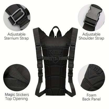 Sac à dos d'hydratation avec poche à eau de 3 L – Sac de randonnée en nylon avec réservoir inclus pour le camping, le trail et les aventures en plein air, disponible en kaki, vert, camouflage et camouflage gris