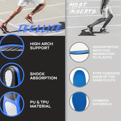 Heavy Duty Arch Support Insoles 300+ LBS for Men & Women – TPU Gel Shock Absorbing Shoe Inserts for Flat Feet, Work Boots, Running, Hiking & Standing All Day – Trimmable, 12-Month Guarantee