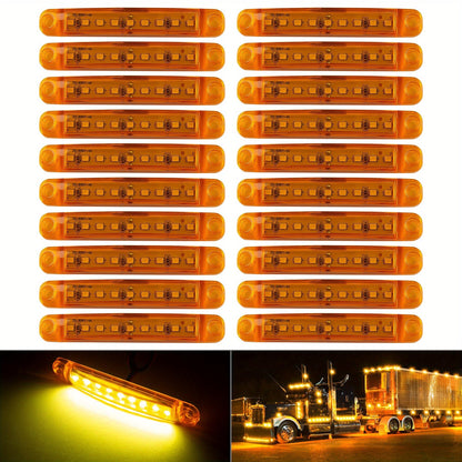 Lot de 20 feux de gabarit latéraux universels à 9 LED 12V pour camion, voiture, remorque, SUV – Blanc, rouge, ambre, bleu, vert – Kit de feux de gabarit latéraux LED lumineux