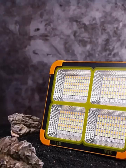 Projecteur de travail LED solaire 2000 lumens avec crochet magnétique – Double charge solaire et USB, projecteur rechargeable à luminosité réglable pour le camping, la randonnée et l'usage extérieur – Disponible en packs de 1, 2, 6 et 10 unités
