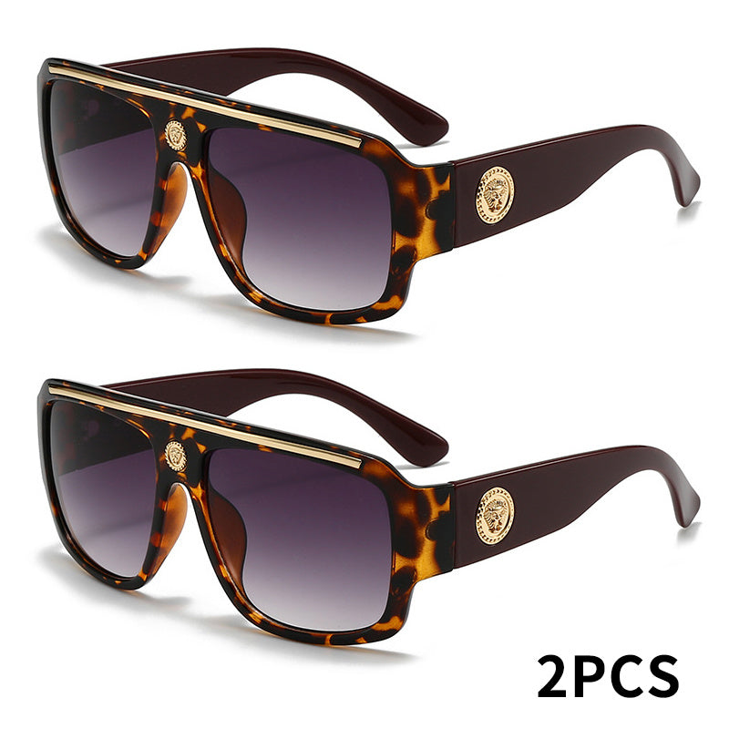 Lot de 2 lunettes de mode carrées Cyberpunk pour homme avec monture en métal – Lunettes de soleil légères style urbain pour homme, 8 options de couleur, usage quotidien et cadeau
