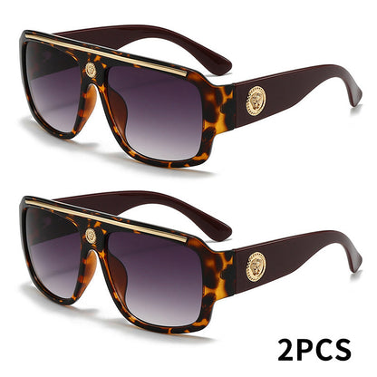 Lot de 2 lunettes de mode carrées Cyberpunk pour homme avec monture en métal – Lunettes de soleil légères style urbain pour homme, 8 options de couleur, usage quotidien et cadeau