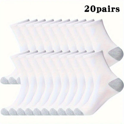 Lot de 20 ou 30 paires de chaussettes pour homme – Chaussettes de sport mi-mollet respirantes, chaussettes de sport à évacuation de l'humidité pour homme, taille unique