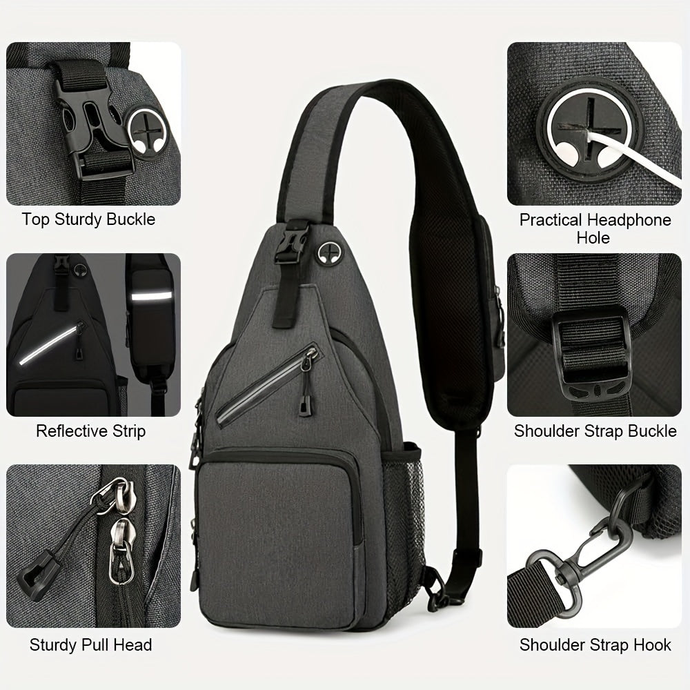 Sac à bandoulière grande capacité pour hommes et femmes – Sac de voyage polyvalent style sport brodé avec fermeture éclair sécurisée, idéal pour les trajets quotidiens mains libres et les activités en plein air, plusieurs coloris disponibles