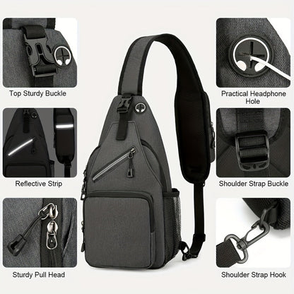 Sac à bandoulière grande capacité pour hommes et femmes – Sac de voyage polyvalent style sport brodé avec fermeture éclair sécurisée, idéal pour les trajets quotidiens mains libres et les activités en plein air, plusieurs coloris disponibles