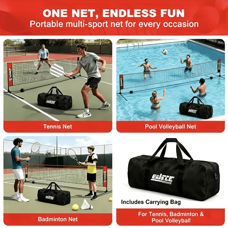 Ensemble de filet de badminton et volley-ball portable, hauteur et tension réglables, résistant aux intempéries avec sac de transport - Qualité professionnelle pour jardin, piscine, jeux sur terrain intérieur et extérieur