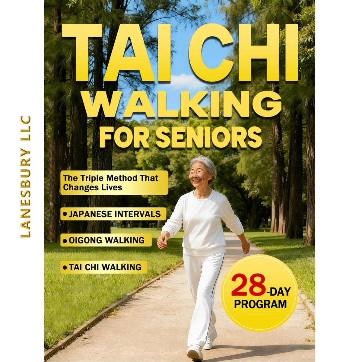 Marche Tai Chi pour les seniors - Perte de poids sans effort et soins doux avec la méthode triple sur 28 jours, intervalles japonais et marche Qigong, guide de fitness à faible impact pour les adultes âgés