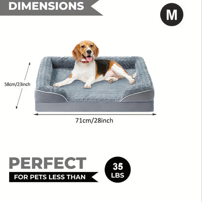 Lit orthopédique pour chien extra large lavable – Canapé en mousse à mémoire de forme en forme de C avec housse amovible, fond antidérapant et rebord de soutien pour chiens de grande et très grande taille, gris