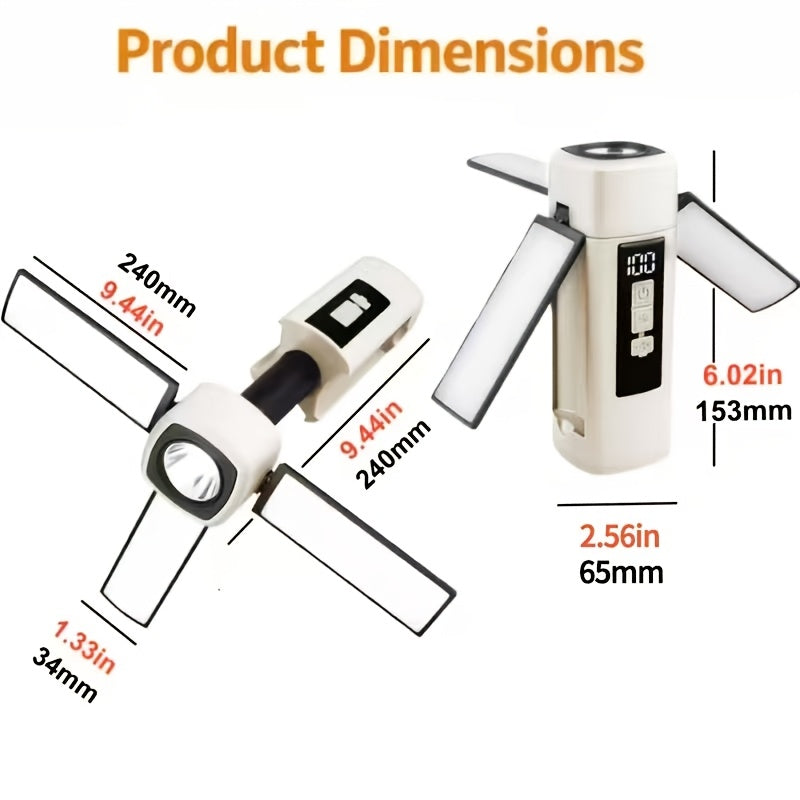 Lampe de travail LED magnétique extensible et rechargeable – 7 modes d'éclairage, lampe d'inspection pliable et orientable à 360° pour la réparation automobile, les machines, le camping, la randonnée, la pêche et les urgences
