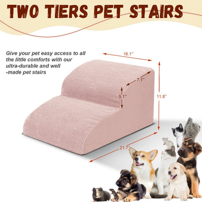 NIUBYA Escaliers pour chiens extra larges pour petits chiens – Marches pour animaux en mousse haute densité, fond antidérapant, rampe rembourrée douce pour lits hauts, canapés et divans, idéal pour les chiens âgés ou blessés, polypropylène, compact