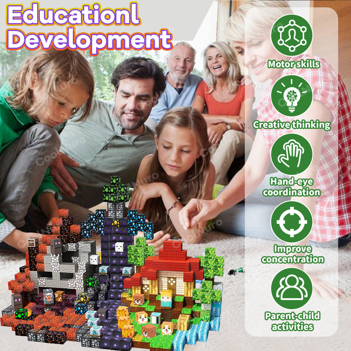 Ensemble de blocs de construction magnétiques Aventure Lave, 200-300 pièces, jouet de construction éducatif STIM pour adolescents, enfants et famille, jeu d'intérieur et d'extérieur, cadeau d'anniversaire ou d'Halloween, couleur aléatoire