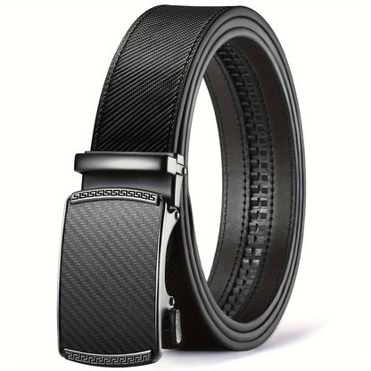Ceinture habillée à cliquet pour homme en cuir avec boucle automatique – Boucle en alliage de zinc, taille ajustable de 71 cm à 117 cm , 8 styles, ceinture de ville, cadeau idéal pour mari, fête des pères et Noël